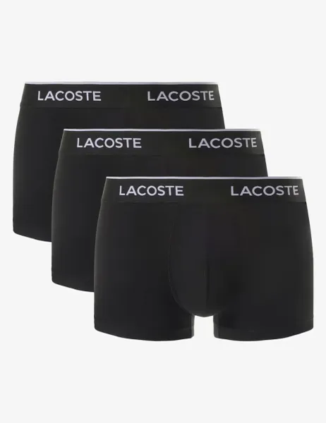 Lacoste 3 Pack Cotton Rich Trunks Black