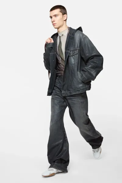 Denim jacket with hood