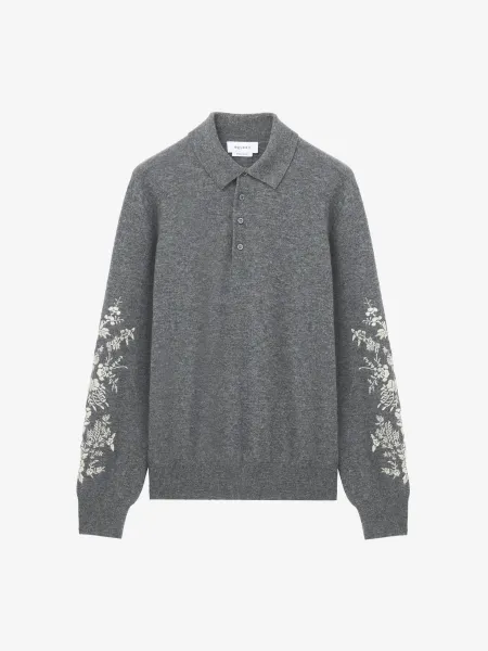 Floral Embroidery Polo Shirt
