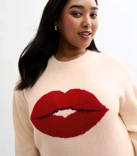 Women's Cream Lip Illustration Jumper