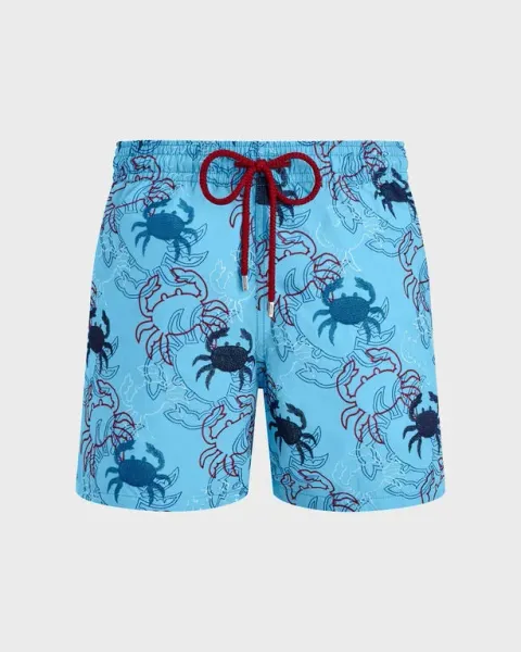 Vilebrequin Men Swim Shorts Embroidered Crab Balloons