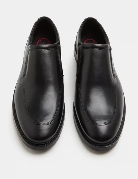 Marks & Spencer Wide Fit Leather Slip-On Shoes Black