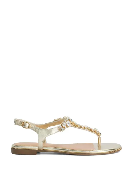 Dune London Wide Fit Embellished Ankle Strap Flat Sandals