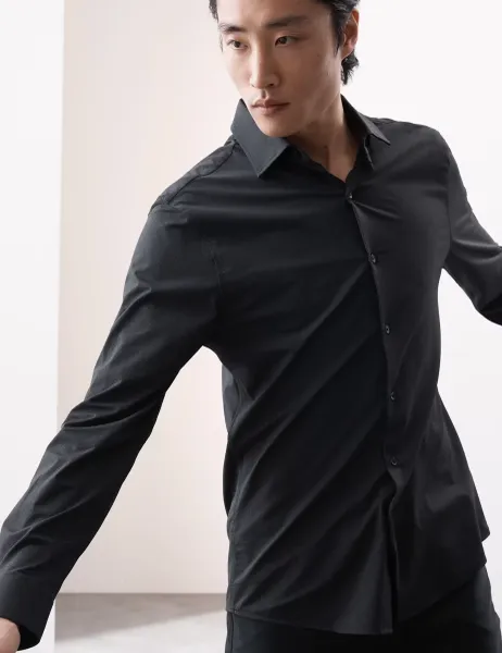 Autograph Slim Fit Super Stretch Printed Shirt Black Mix