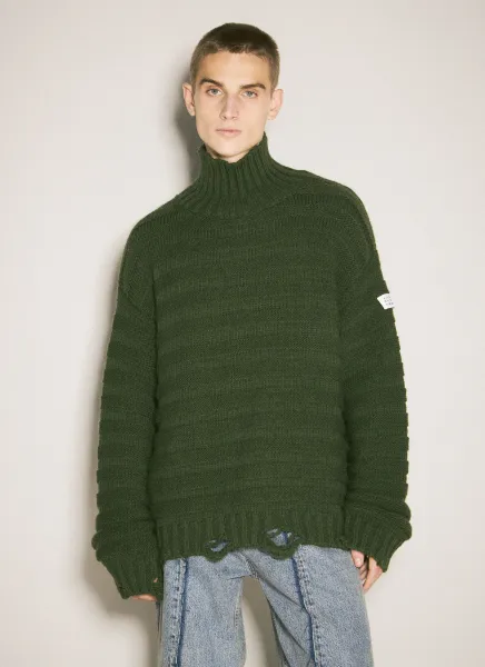Distressed Turtleneck Sweater