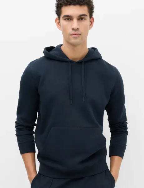Marks & Spencer Cotton Rich Brushback Hoodie Navy