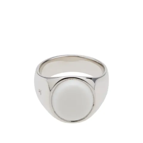 Oval White Agate Ring