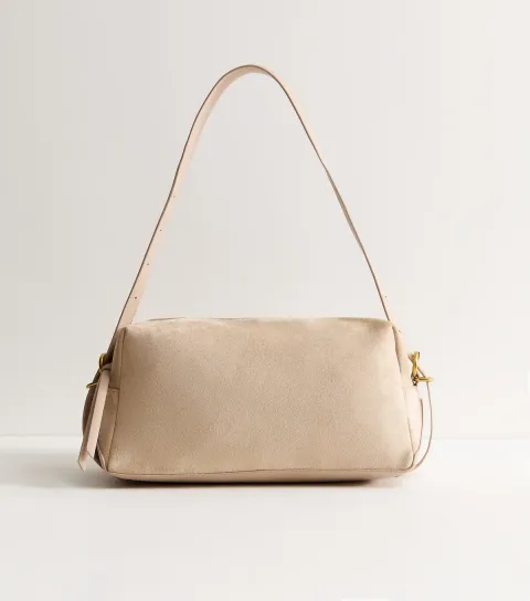 Mink Faux Suede Rectangle Shoulder Bag