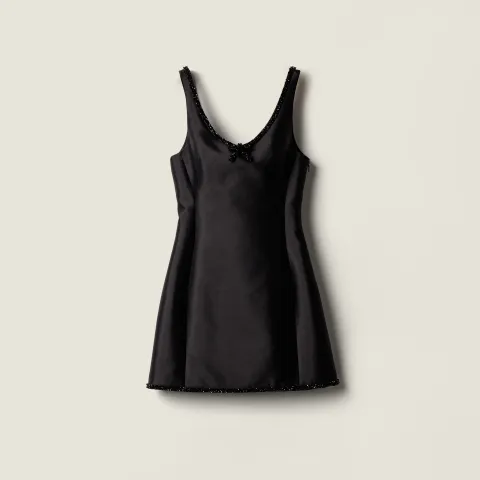 Embroidered silk and wool mini-dress