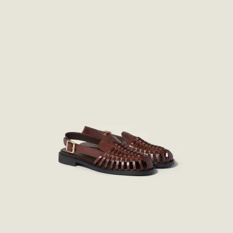 Leather slingback loafers