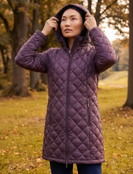 Roman Two Tone Diamond Quilted Coat Mauve
