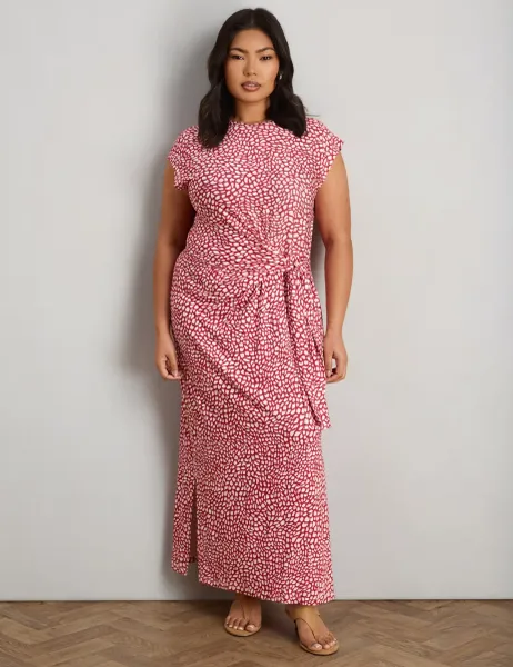 Live Unlimited London Printed Tie Waist Maxi Dress