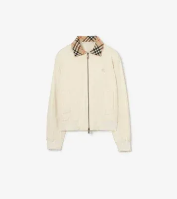 Cropped Tropical Gabardine Hayfield Harrington Jacket in Tundra white