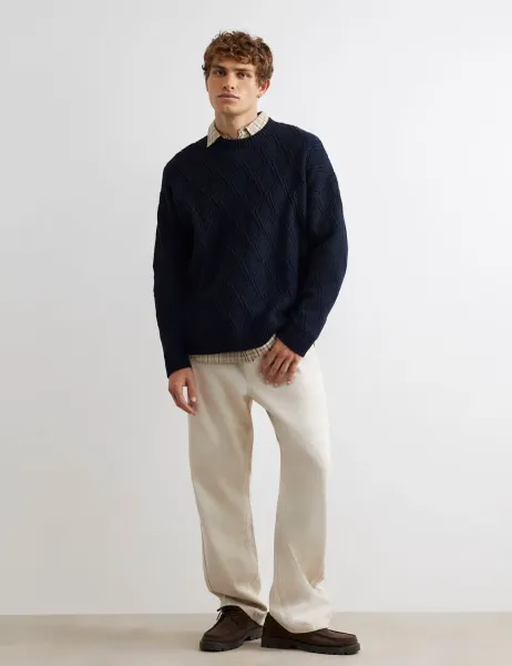 River Island Wool Blend Cable Crew Neck Jumper