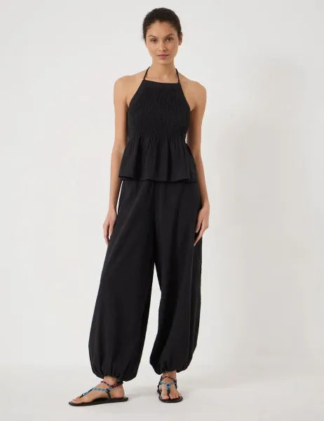 HUSH Pure Cotton Seersucker Balloon Trousers
