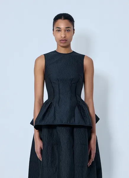 CBdaimi Stria Matelassé Peplum Top