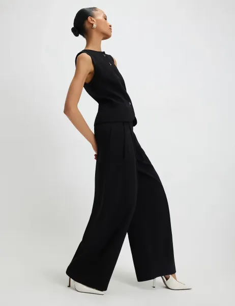 River Island Tailored Wide Leg Trousers Black