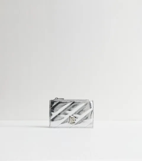 New Look Silver Quilted Faux Leather Cardholder