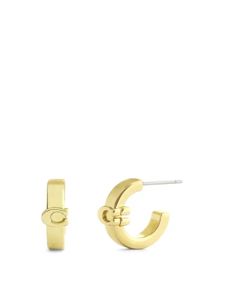 Coach C Gold-Tone Huggie Hoop Earrings