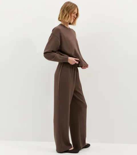 Women's Premium Mid Brown Jersey Joggers