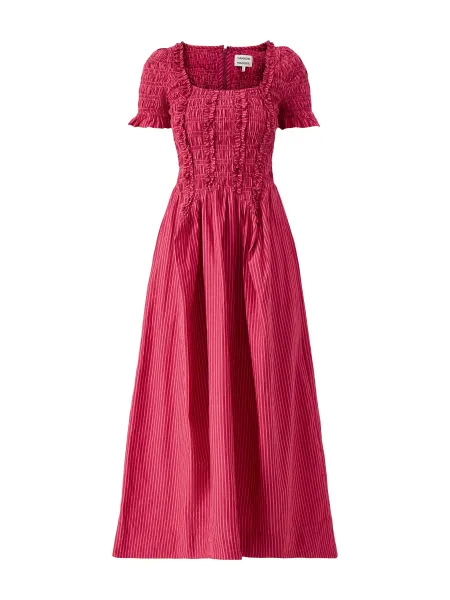 Damson Madder Raphaela Ruffle Midi Dress Berry Business