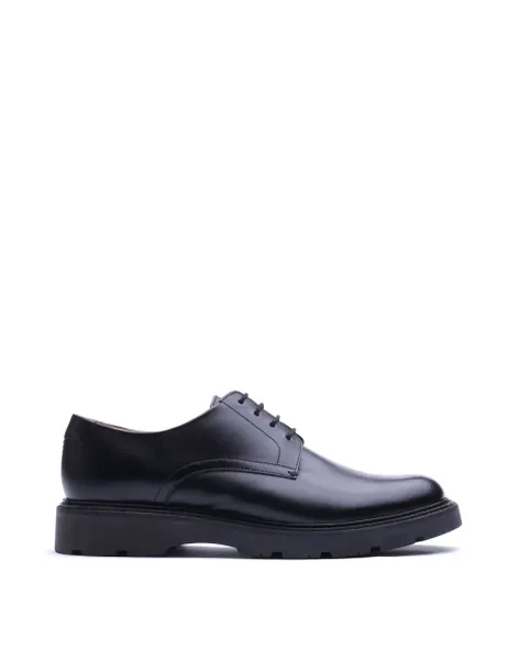 Base London Leather Derby Shoes Black