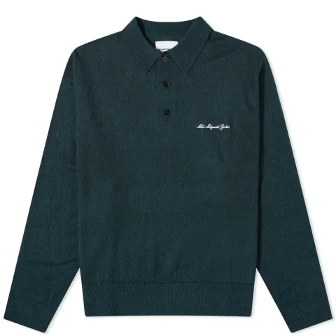 Long Sleeve Lightweight Mohair Knit Polo