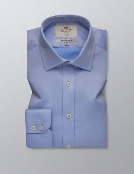 Hawes & Curtis Slim Fit Non Iron Pure Cotton Twill Shirt Blue