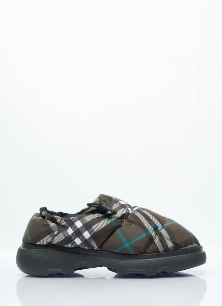 Check Nylon-Blend Pillow Mule