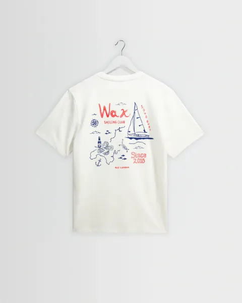 Dean - Off White and Multicolour Sailing Map Print t-Shirt