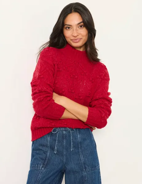 FatFace Wool Blend Textured Funnel Neck Jumper