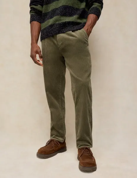 White Stuff Regular Fit Corduroy Trousers Khaki