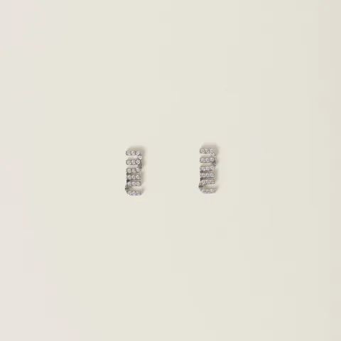 Metal earrings with crystals