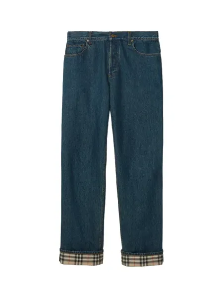 Men Turn Up Jeans Mid Blue