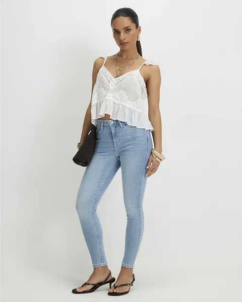 Petite Contrast Stitch Skinny Jeans
