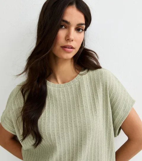 Women's Light Green Textured Soft Touch Top