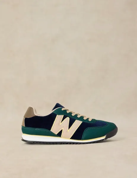 White Stuff Suede and Cord Trainers Blue Mix