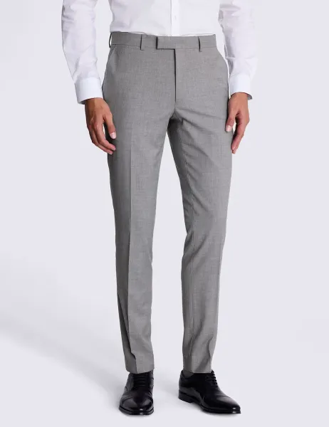 Moss Slim Fit Stretch Suit Trousers Grey