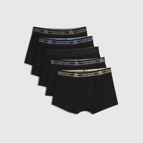 River Island Metallic Waistband Pack Of 5 Trunks