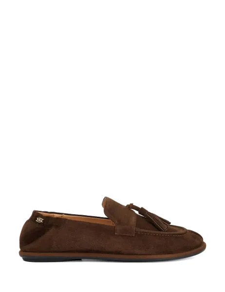 Dune London Suede Tassle Flat Round Toe Loafers Dark Brown