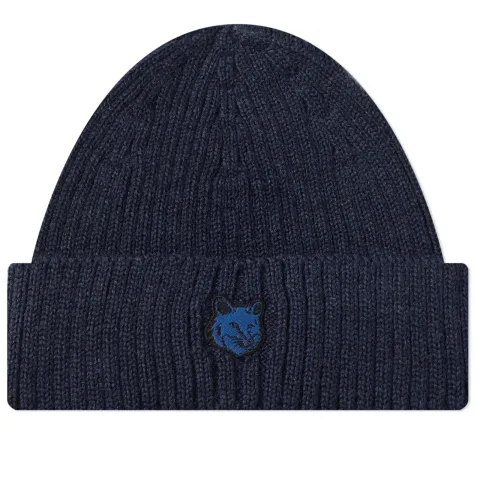 Fox Head Patch Ribbed Beanie