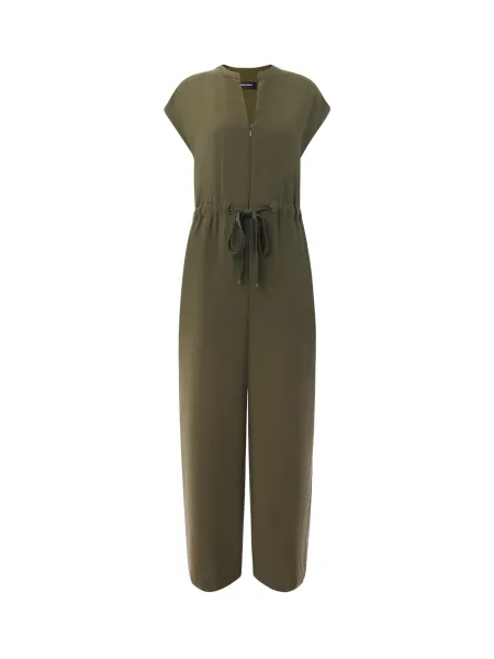 Whistles Khaki Sleeveless Drawstring Jumpsuit