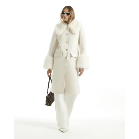 River Island Faux Fur Trim Coat