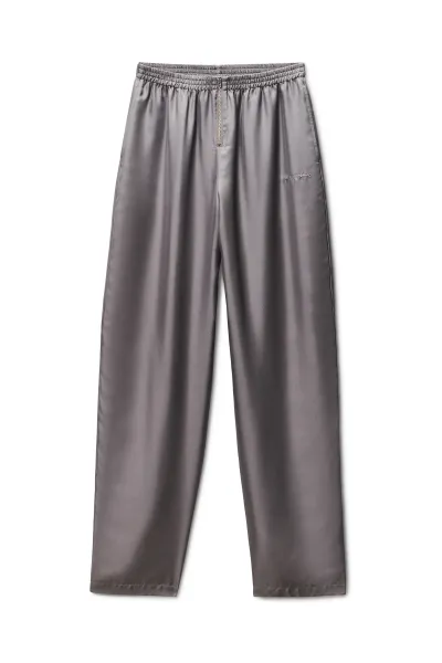 Silk Twill Mid-Rise Track Pant