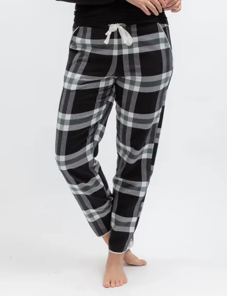 Cyberjammies Family Christmas Pure Cotton Checked Pyjama Bottoms Black Mix