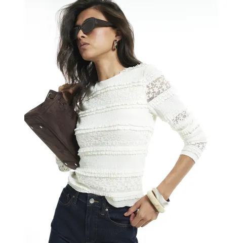 River Island Ruffle Textured Lace Top