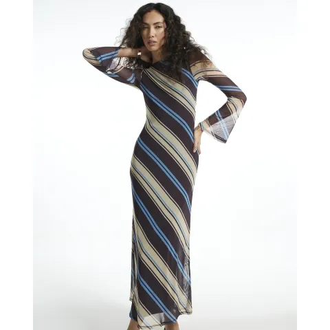 River Island Stripe Mesh Maxi Dress