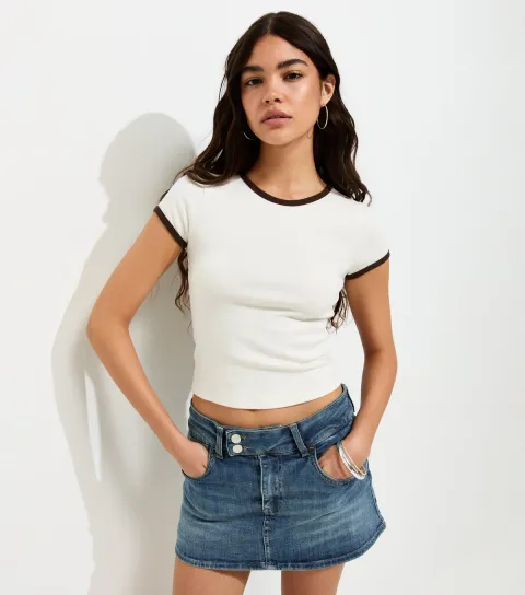 Women's Vintage Blue Denim Micro Denim Skort