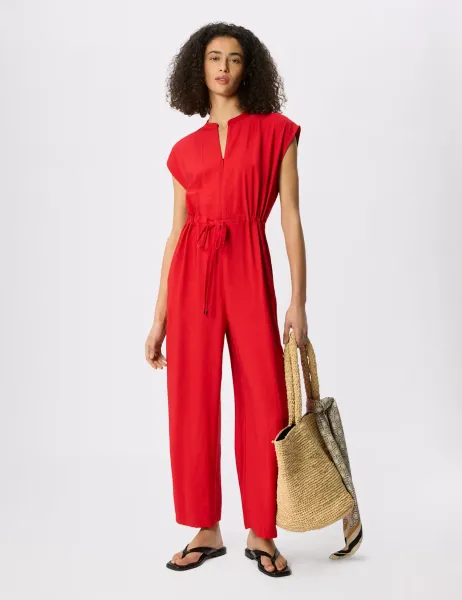 Whistles Drawstring Sleeveless Jumpsuit Red