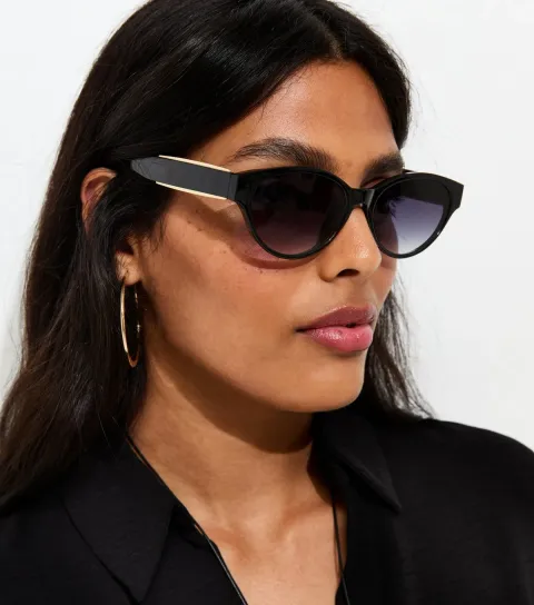 Black Oval Frame Sunglasses